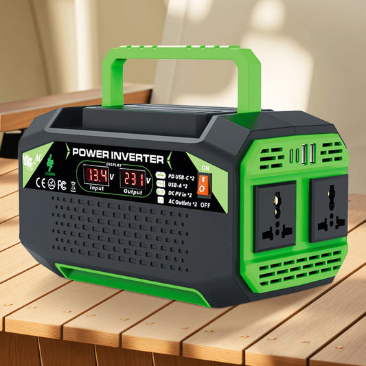 Inversor de corriente para coche de 300 W con puerto USB y tipo C. Transformador de voltaje de 12 V CC a 110 V/220 V CA para tableta o batería de coche.
